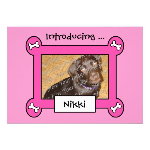 Dog Adoption or Birth Announcements (Pink)