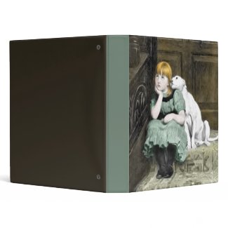 Dog Adoring Girl Victorian Painting 3 Ring Binders