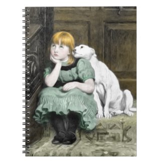 Dog Adoring Girl Victorian Painting Spiral Notebook