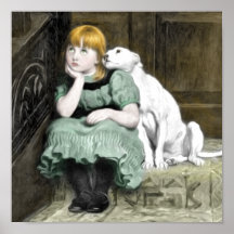 Dog Adoring Girl Victorian Painting Posters