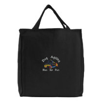 Dog Agility Run for Fun Dark Embroidered Bag Embroidered Tote Bags