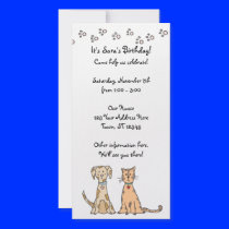 Dog and Cat Birthday Invitation Customized Photo Card
