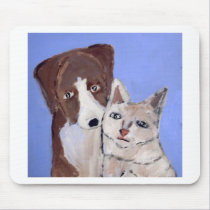 dog and cat by eric ginsburg mousepads