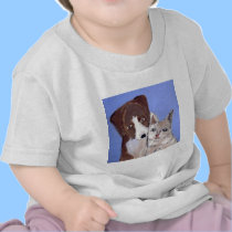 dog and cat by eric ginsburg t-shirts