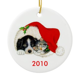 Dog and Cat Christmas Ornament