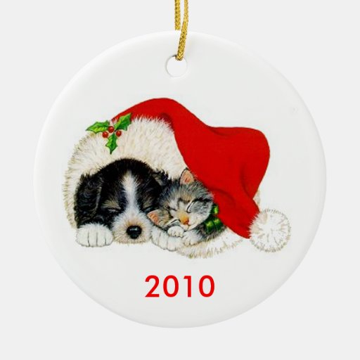 Dog and Cat Christmas Ornament Zazzle
