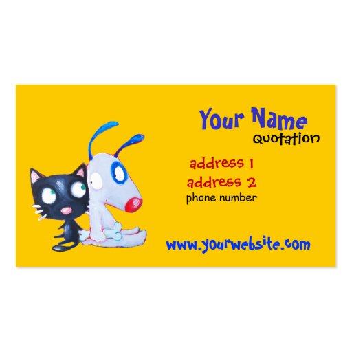 dog and cat profile card business card templates (front side)