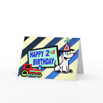 Dog and Train 2nd Birthday cards