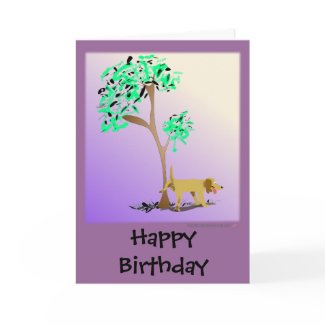 Dog and Tree Birthday Card card