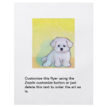 Dog art drawing cute little white maltese puppy personalized flyer