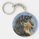 Dog Art - Long Haired Dachshund Art Marcus Key Chain