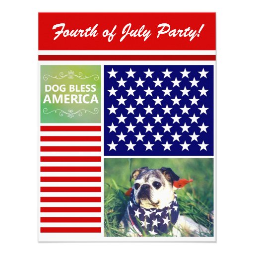 Dog Bless America Patriotic Announcements (front side)