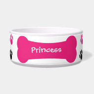 Dog Bone & Paw Prints Personalized Pet Dog Bowl petbowl