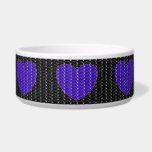 Dog Bowl Black Purple Heart Glitter
