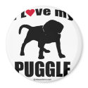 "DOG BREED" - PUGGLE - "I LOVE MY PUGGLE" magnets