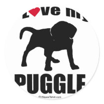 "DOG BREED" - PUGGLE - "I LOVE MY PUGGLE" stickers