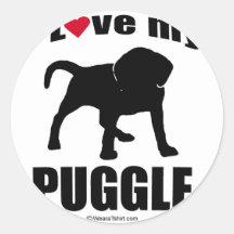 "DOG BREED" - PUGGLE - "I LOVE MY PUGGLE" STICKER