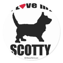 "DOG BREED" - SCOTTISH TERRIER - "I LOVE MY SCOTTI stickers by humortees "DOG BREED" - SCOTTISH TERRIER - "I LOVE MY SCOTTI stickers