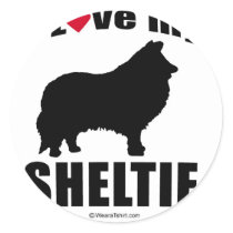 "DOG BREED" - SHELTIE - "I LOVE MY SHELTIE" stickers by humortees "DOG BREED" - SHELTIE - "I LOVE MY SHELTIE" stickers