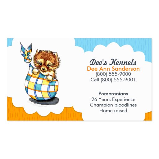 Dog Breeder Pomeranian Puppy Blue Citrus Business Card Template