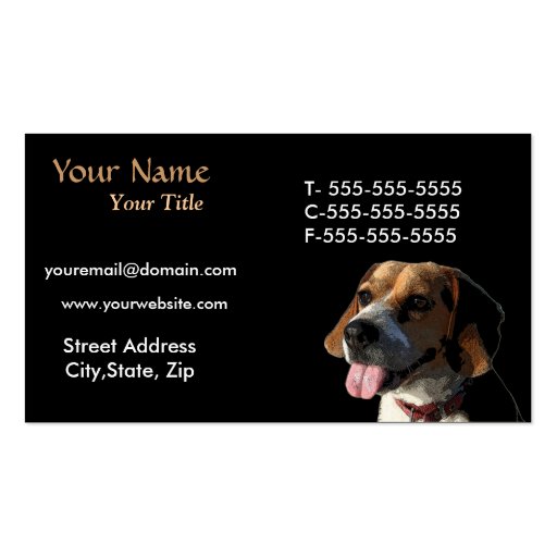 Dog Business Card Template - Beagle (back side)