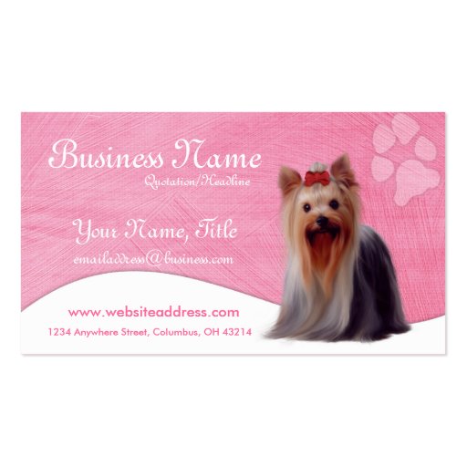 Dog Business Cards :: Yorkshire Yorkie (front side)