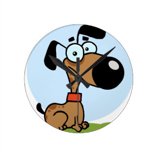 Dog cartoon character round wallclock