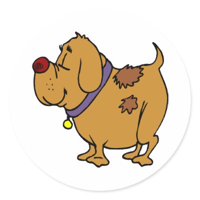 Dog Cartoon Round Stickers by White_Wedding