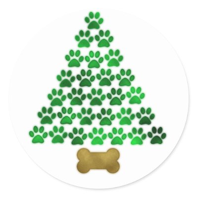 Dog / Cat Christmas Tree Round Stickers