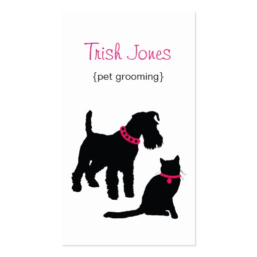 Dog & Cat (hot pink) Business Card (front side)