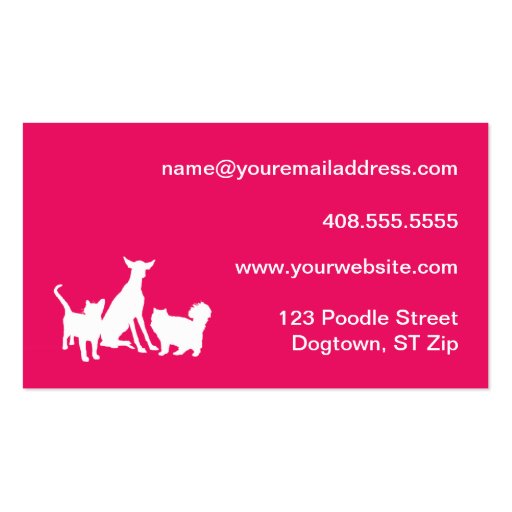 Dog & Cat (hot pink) Business Card (back side)