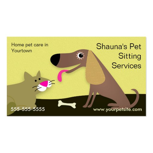 Dog & Cat Pet Sitting Services Business Card Template