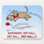 Dog chasing a red ball mouse mats