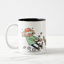 Dog chasing a squirrel coffee mug