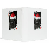Dog Christmas hat on nose, black lab mix canine Binders