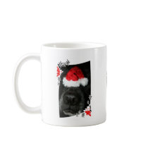 Dog Christmas hat on nose, black lab mix canine Coffee Mugs