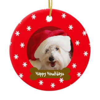 Dog Christmas Ornament -- White Dog with Bone ornament
