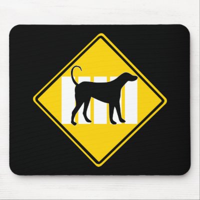 DOG CROSSING ROAD SIGN Mousepad by Sofia_Youshi