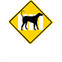 DOG CROSSING ROAD SIGN t-shirts