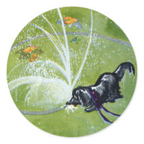 Dog Drinking from Garden Hose Sticker