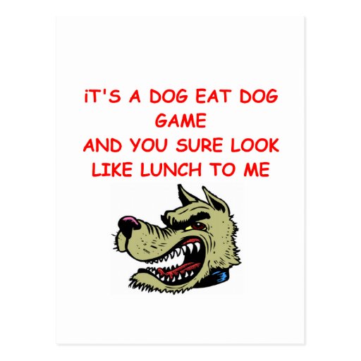 dog eat dog world postcard Zazzle