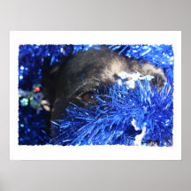 Dog Eye In Blue Christmas Tinsel Print