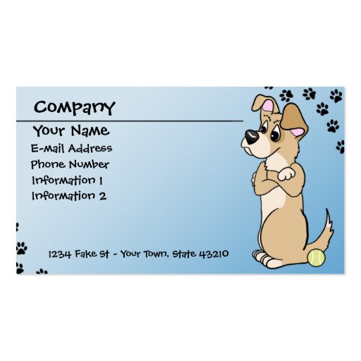 Dog Fetch Attitude Business Cards (front side)