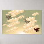 Dog Fight Sepia Poster