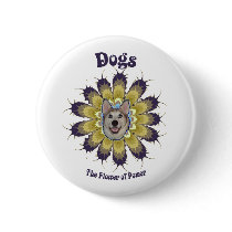 Dog Flower of Power Pinback Buttons