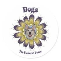 Dog Flower of Power Round Sticker