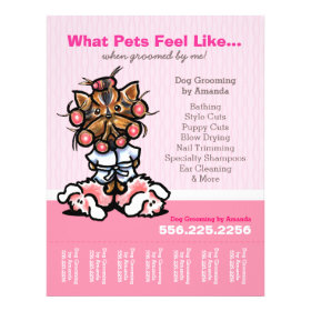 Dog Groomer Ad Spa Yorkie Pink Tear Sheet Flyer