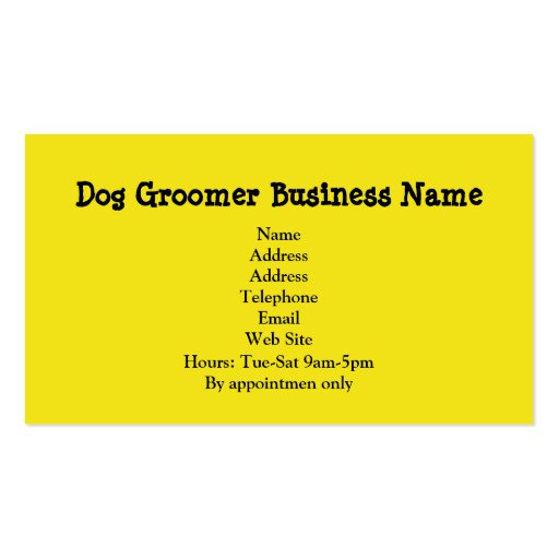 Dog Groomer Pet Products & Services Business Card (back side)