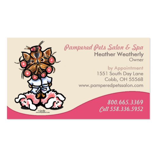 Dog Groomer Pet Spa Business Yorkie Business Card Template (front side)