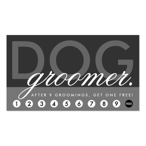 dog groomer rewards program business card templates (front side)
